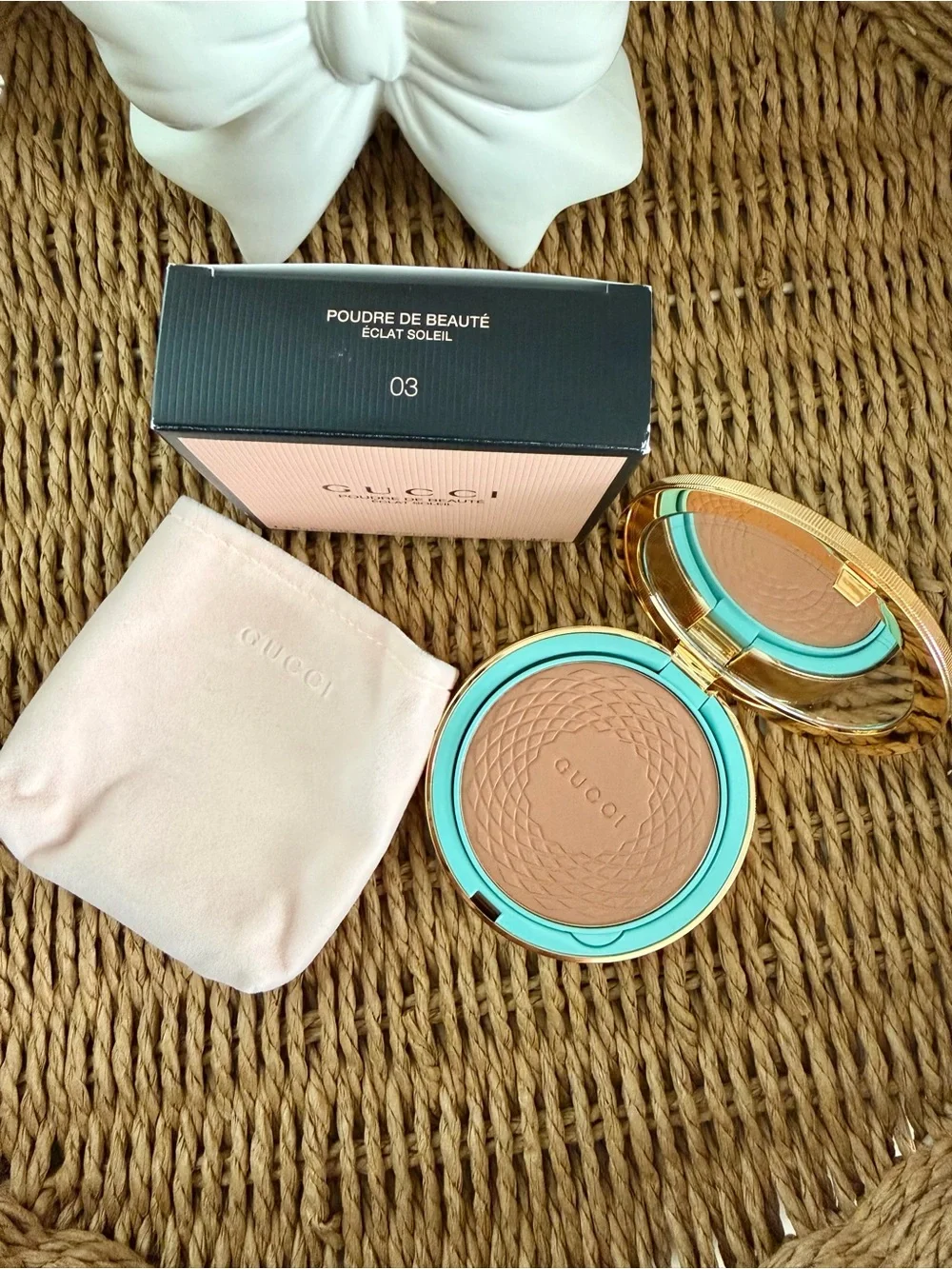 Gucci Turquoise and Gold Compact Powder